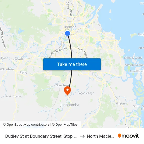 Dudley St at Boundary Street, Stop 24 to North Maclean map