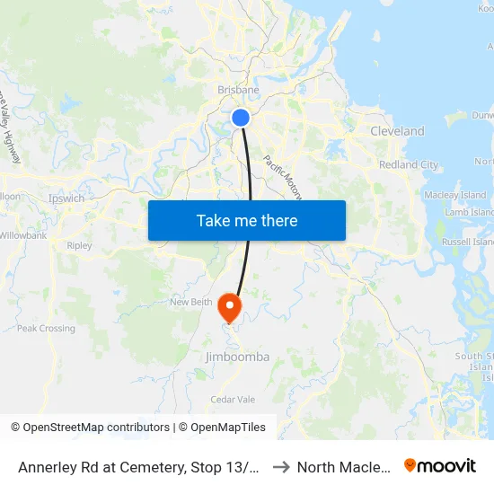 Annerley Rd at Cemetery, Stop 13/18 to North Maclean map