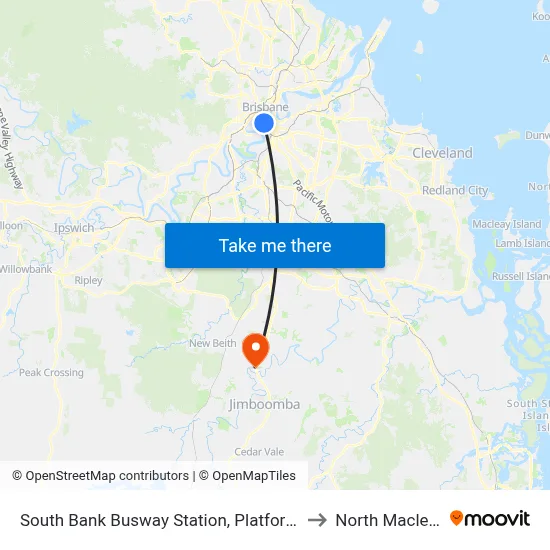 South Bank Busway Station, Platform 5 to North Maclean map
