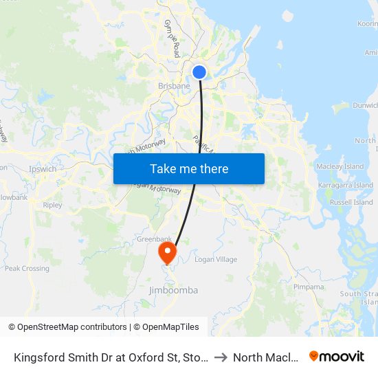 Kingsford Smith Dr at Oxford St, Stop 30 to North Maclean map