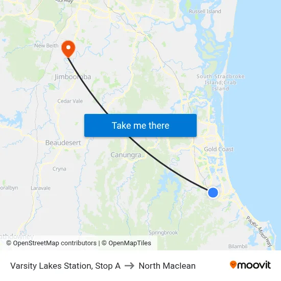 Varsity Lakes Station, Stop A to North Maclean map