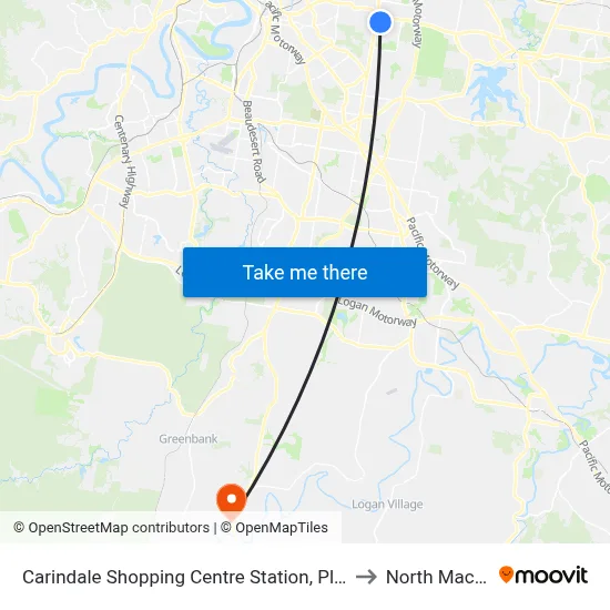 Carindale Shopping Centre Station, Platform B to North Maclean map