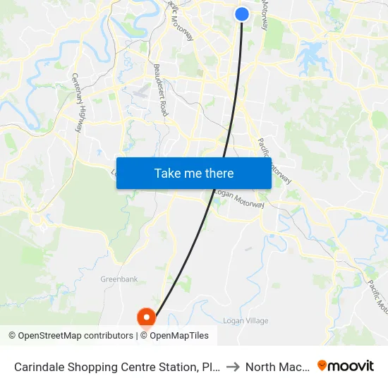 Carindale Shopping Centre Station, Platform G to North Maclean map