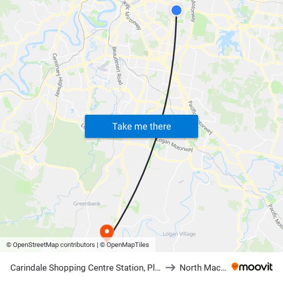 Carindale Shopping Centre Station, Platform H to North Maclean map