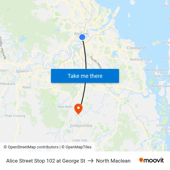 Alice Street Stop 102 at George St to North Maclean map