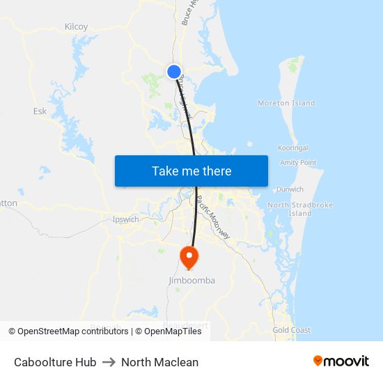 Caboolture Hub to North Maclean map