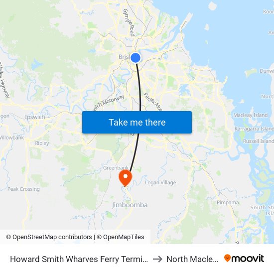 Howard Smith Wharves Ferry Terminal to North Maclean map