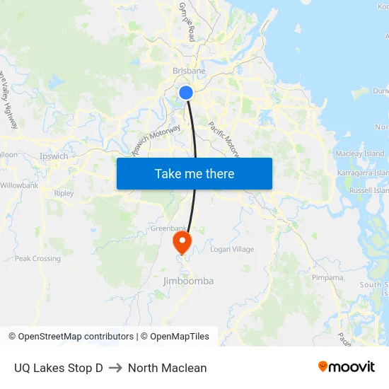 UQ Lakes Stop D to North Maclean map