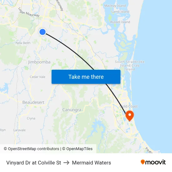 Vinyard Dr at Colville St to Mermaid Waters map