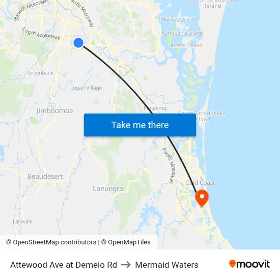 Attewood Ave at Demeio Rd to Mermaid Waters map