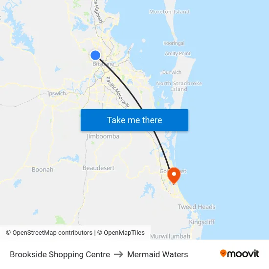 Brookside Shopping Centre to Mermaid Waters map