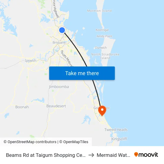Beams Rd at Taigum Shopping Centre to Mermaid Waters map