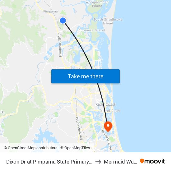 Dixon Dr at Pimpama State Primary College to Mermaid Waters map