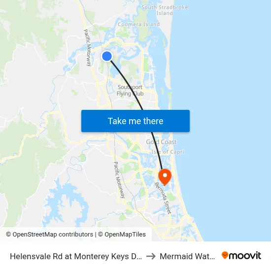 Helensvale Rd at Monterey Keys Drive to Mermaid Waters map