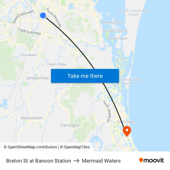 Breton St at Banoon Station to Mermaid Waters map