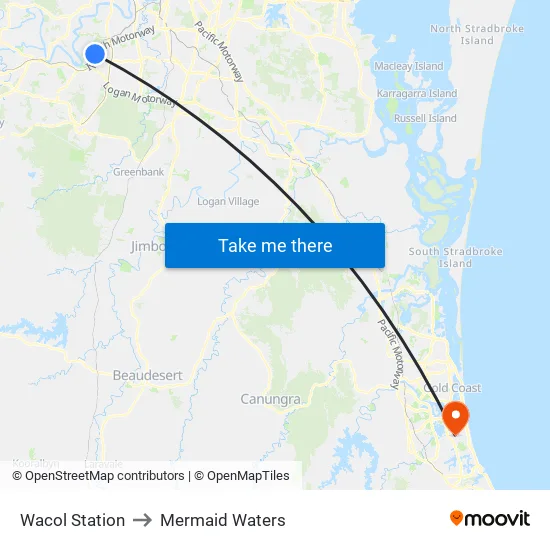 Wacol Station to Mermaid Waters map