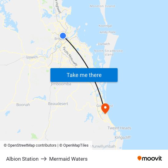 Albion Station to Mermaid Waters map