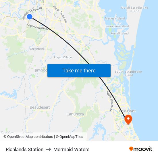 Richlands Station to Mermaid Waters map