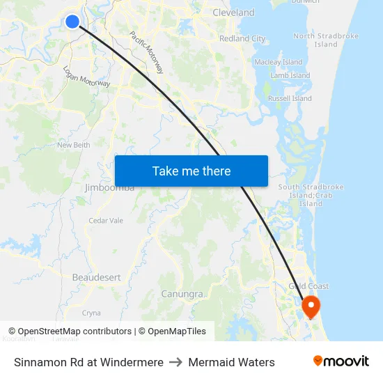 Sinnamon Rd at Windermere to Mermaid Waters map