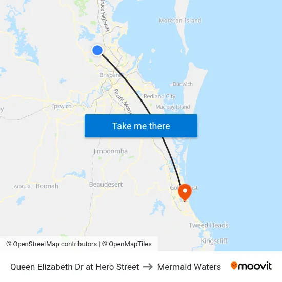 Queen Elizabeth Dr at Hero Street to Mermaid Waters map