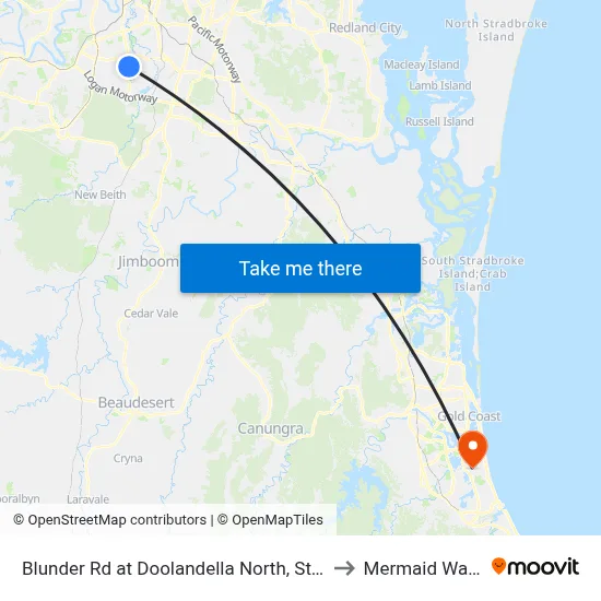 Blunder Rd at Doolandella North, Stop 61a to Mermaid Waters map