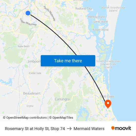 Rosemary St at Holly St, Stop 74 to Mermaid Waters map
