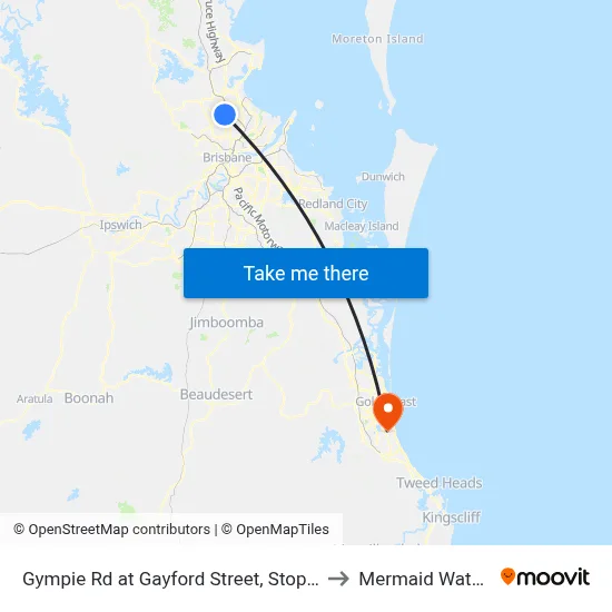 Gympie Rd at Gayford Street, Stop 44 to Mermaid Waters map