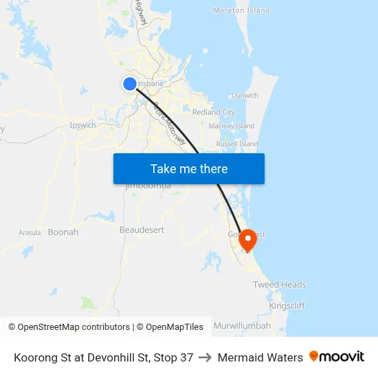 Koorong St at Devonhill St, Stop 37 to Mermaid Waters map