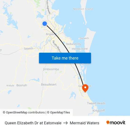 Queen Elizabeth Dr at Eatonvale to Mermaid Waters map