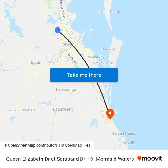 Queen Elizabeth Dr at Saraband Dr to Mermaid Waters map