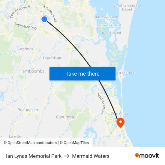 Ian Lynas Memorial Park to Mermaid Waters map