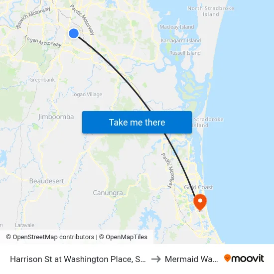Harrison St at Washington Place, Stop 90 to Mermaid Waters map