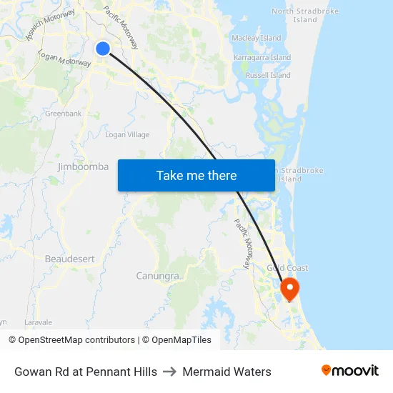 Gowan Rd at Pennant Hills to Mermaid Waters map