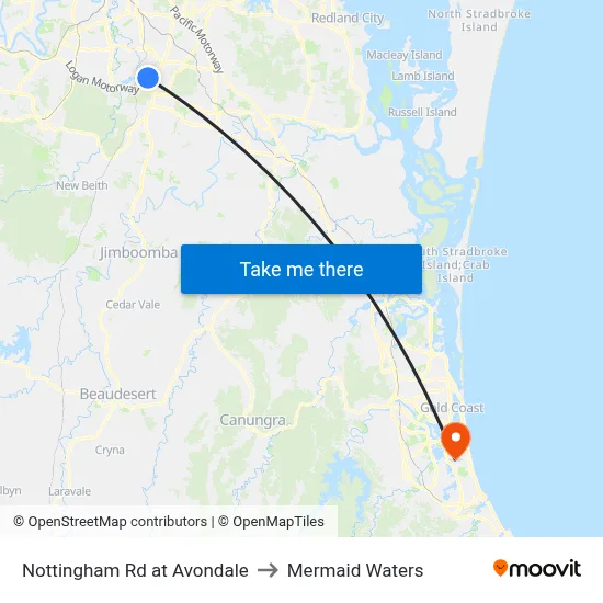 Nottingham Rd at Avondale to Mermaid Waters map