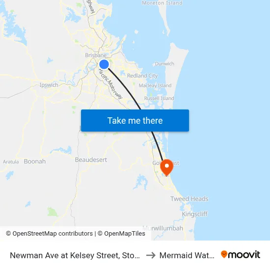 Newman Ave at Kelsey Street, Stop 35 to Mermaid Waters map