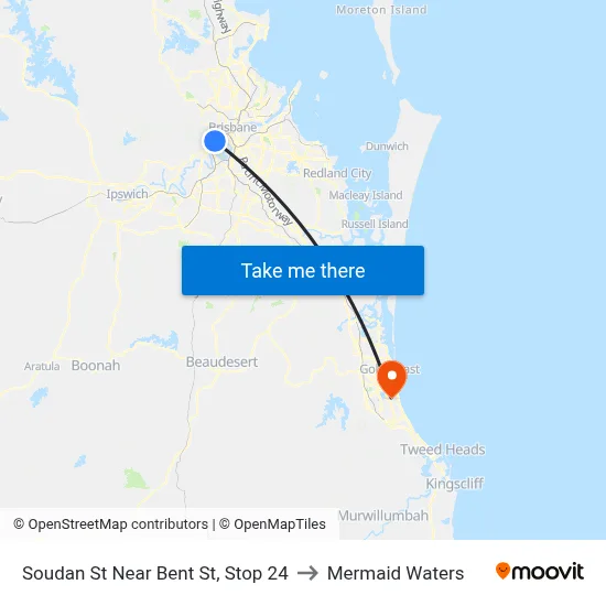 Soudan St Near Bent St, Stop 24 to Mermaid Waters map