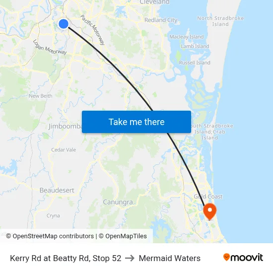 Kerry Rd at Beatty Rd, Stop 52 to Mermaid Waters map