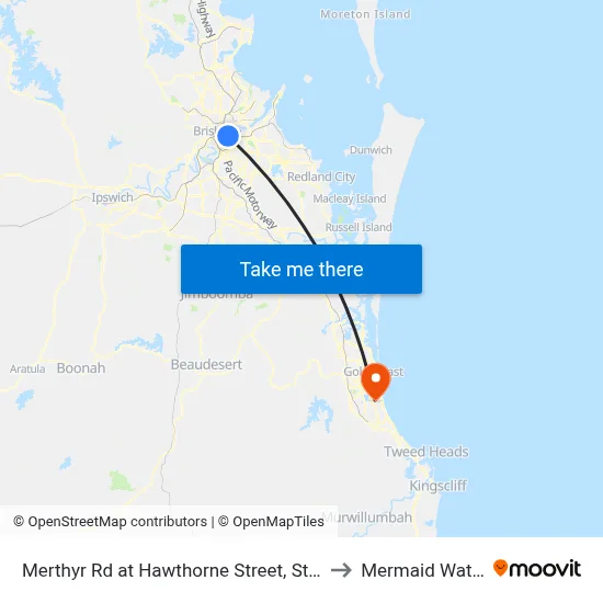 Merthyr Rd at Hawthorne Street, Stop 13 to Mermaid Waters map
