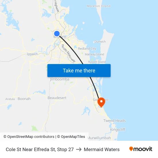 Cole St Near Elfreda St, Stop 27 to Mermaid Waters map