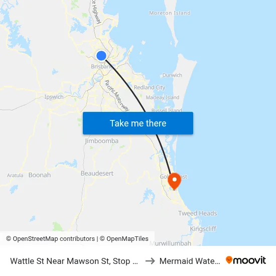 Wattle St Near Mawson St, Stop 35 to Mermaid Waters map