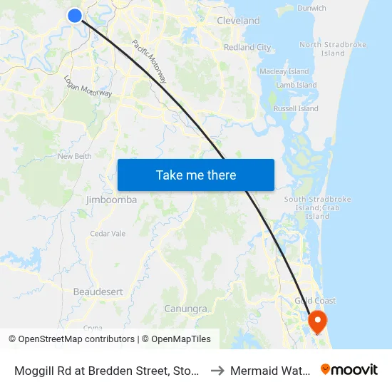 Moggill Rd at Bredden Street, Stop 32 to Mermaid Waters map