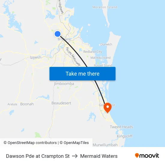 Dawson Pde at Crampton St to Mermaid Waters map