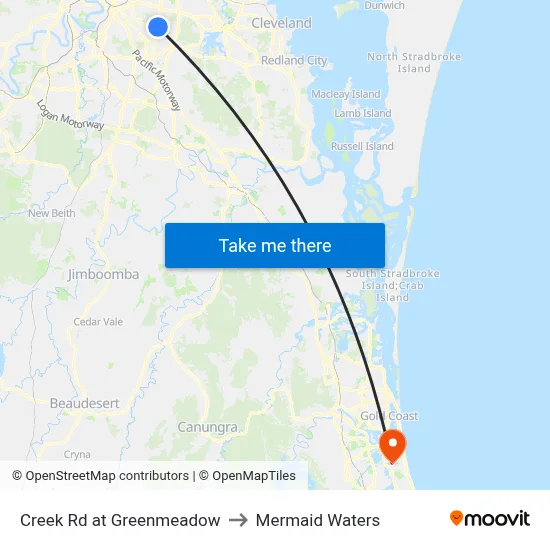 Creek Rd at Greenmeadow to Mermaid Waters map