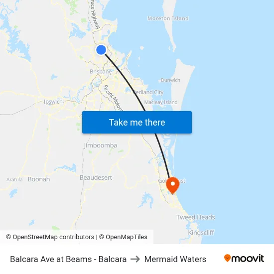 Balcara Ave at Beams - Balcara to Mermaid Waters map