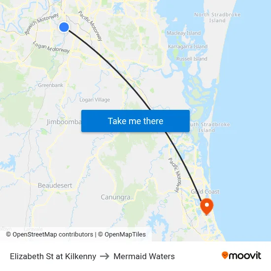 Elizabeth St at Kilkenny to Mermaid Waters map
