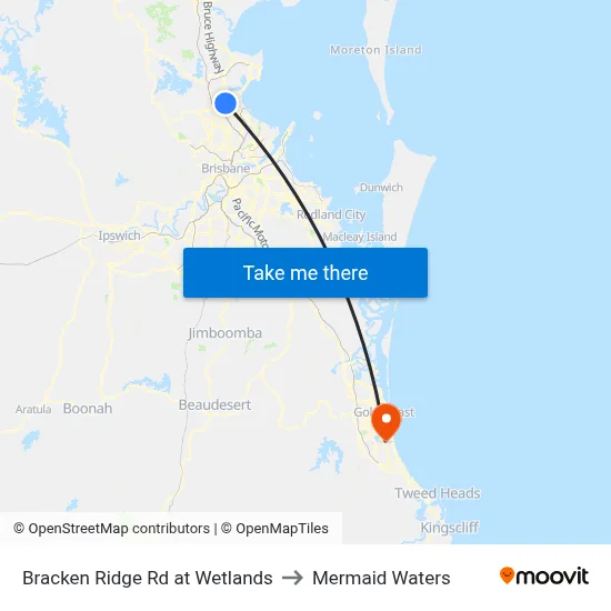 Bracken Ridge Rd at Wetlands to Mermaid Waters map