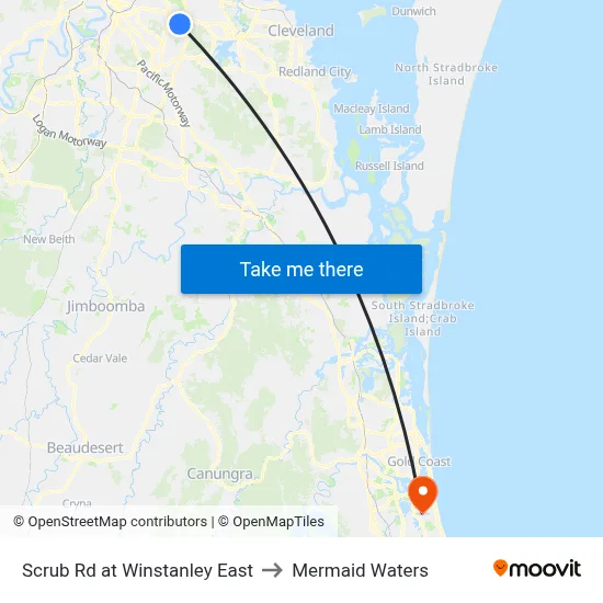 Scrub Rd at Winstanley East to Mermaid Waters map