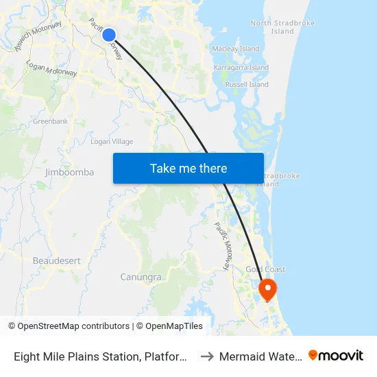 Eight Mile Plains Station, Platform 1 to Mermaid Waters map