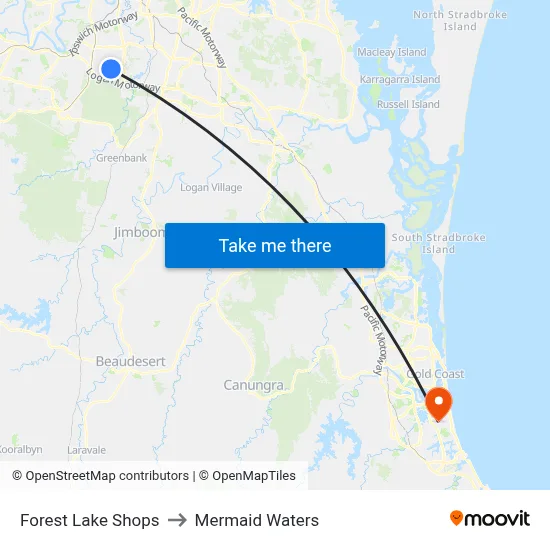 Forest Lake Shops to Mermaid Waters map