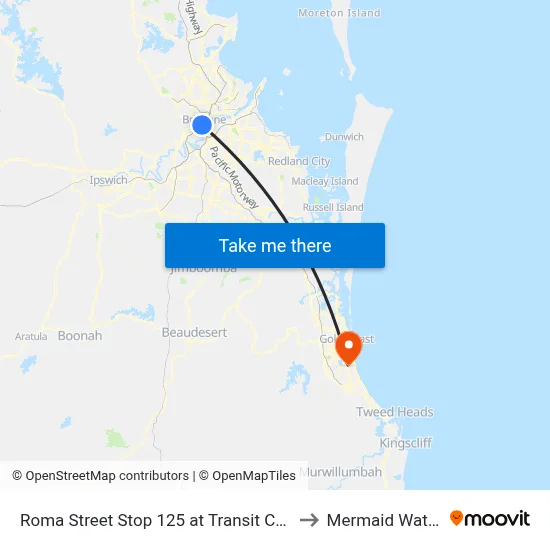 Roma Street Stop 125 at Transit Centre to Mermaid Waters map